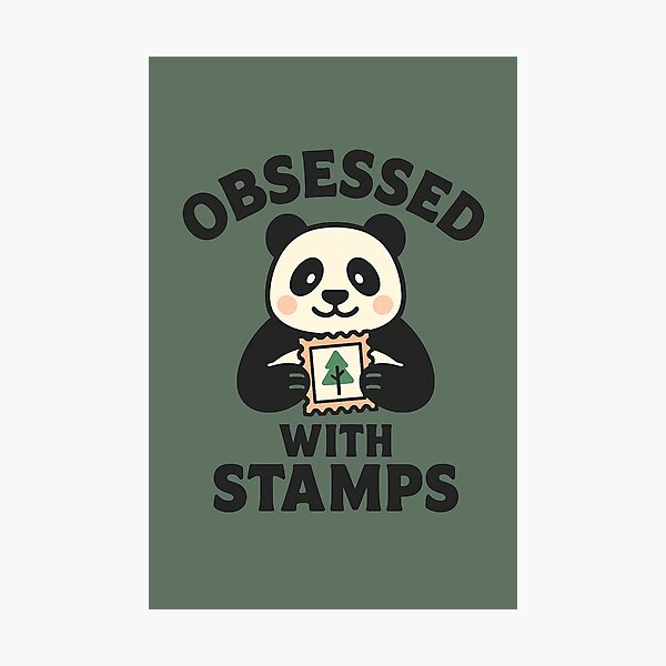 Item preview, Obsessed With Stamps – Cute Panda Stamp Collector Funny Sticker & T-Shirt designed and sold by SnoyTextil.