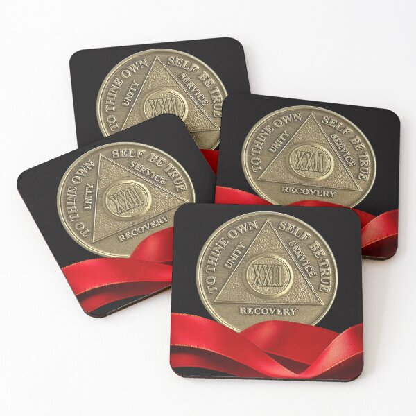 Item preview, 22 Year Recovery Coin Red Ribbon designed and sold by ApexDesigners.