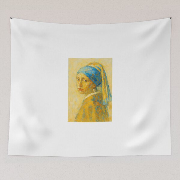 Item preview, Abstract Girl with a Pearl Earring – Modern Brushstroke Art designed and sold by TheAbayArt.