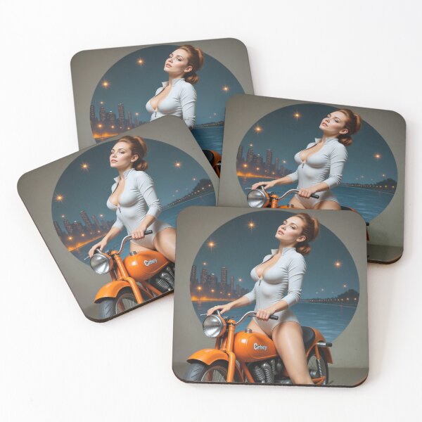 Item preview, Photo of Night Rider Pinup – Retro Motorcycle Art designed and sold by Lightning-Lace.
