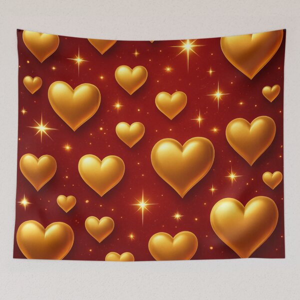 Item preview, Golden Hearts on Red with Stars designed and sold by DigitalGemArt.