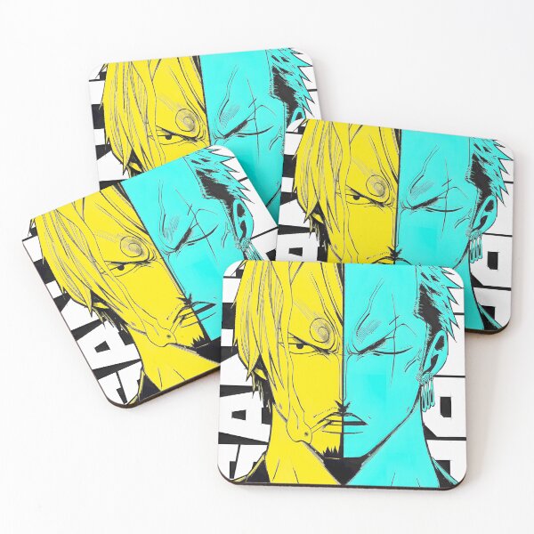 Item preview, Dynamic Anime Duo Split Portrait | Intense Yellow & Teal Character Art designed and sold by LawandaJone4.