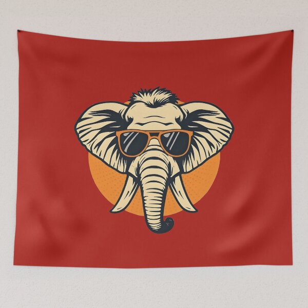 Item preview, Retro Elephant with Sunglasses Jungle Style designed and sold by 95kinimoD.