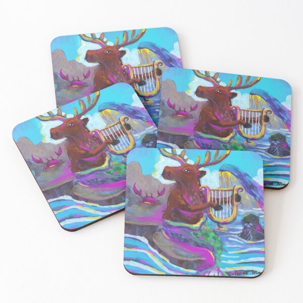 Item preview, moose with a mermaid tail playing the harp designed and sold by guilhernunes.