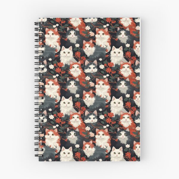 Item preview, A detailed and ornate Victorian-style pattern featuring a tight grouping of fluffy cats of various colors surrounded by black and red flowers and leaves. designed and sold by ArtifactVault.