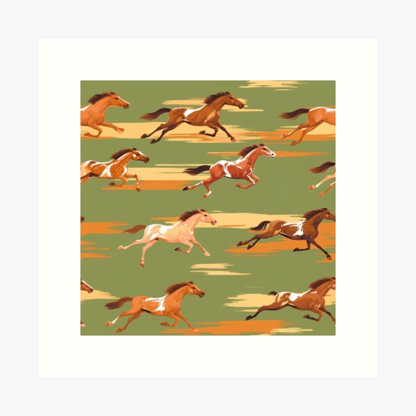 Minimalist Running Horse Pattern on Field Art Print