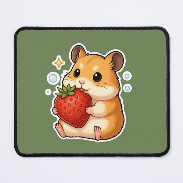 Item preview, Kawaii Hamster Eating Strawberry – Cute Chubby Animal Illustration designed and sold by Minimochi Art.