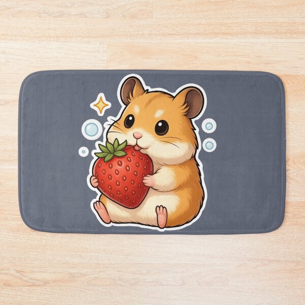 Item preview, Kawaii Hamster Eating Strawberry – Cute Chubby Animal Illustration designed and sold by Minimochi Art.