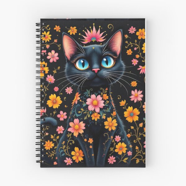 Item preview, Colorful Pattern Black cat and Flowers designed and sold by InkredibleZ.