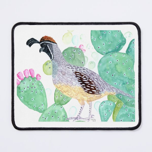 Item preview, Gambel's Quail with Prickly Pear Cactus designed and sold by Sonoran Glimmer.