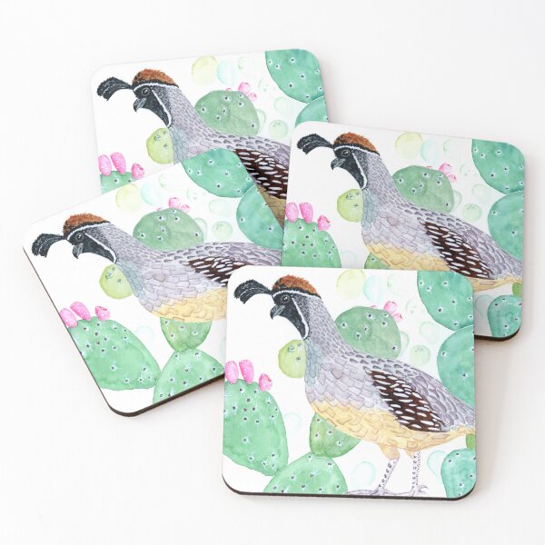 Item preview, Gambel's Quail with Prickly Pear Cactus designed and sold by Sonoran Glimmer.