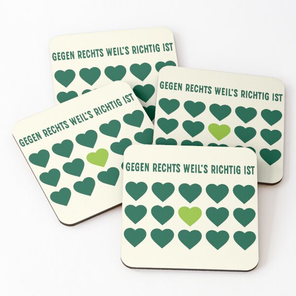 Artikelvorschau, Gegen Rechts Statement – Grüne Herzen Design mit politischer Botschaft entworfen und verkauft von VariousGoodies.