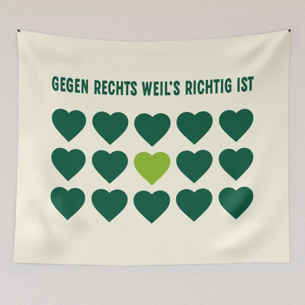 Artikelvorschau, Gegen Rechts Statement – Grüne Herzen Design mit politischer Botschaft entworfen und verkauft von VariousGoodies.