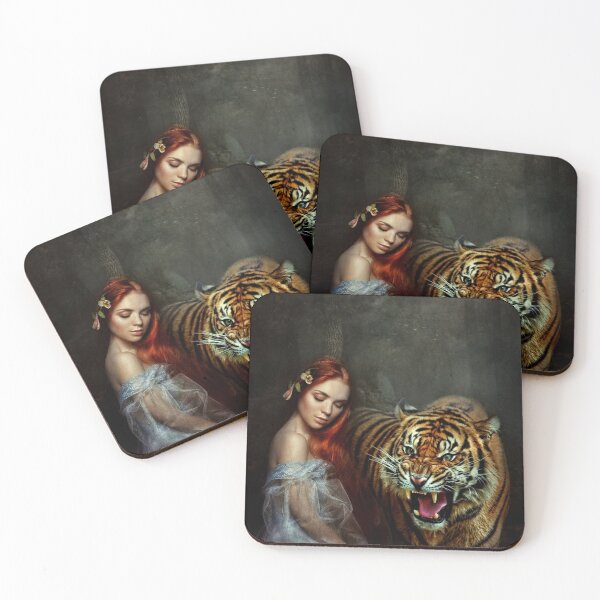 Item preview, "Serenity and Ferocity – Mystical Woman and Tiger Wall Art" designed and sold by JoyWearOfficial  .