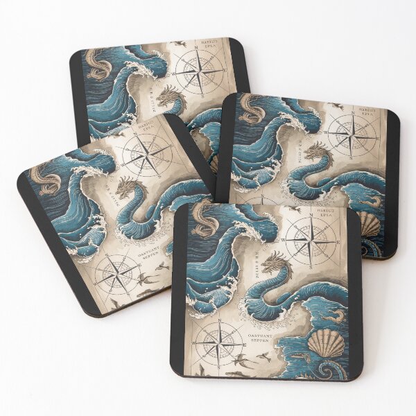 Item preview, Antique Nautical Map with Sea Serpents designed and sold by Shop9999.