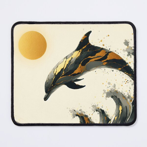 Item preview, Charcoal Gold Dolphin, Ai Generated Art designed and sold by ACC .