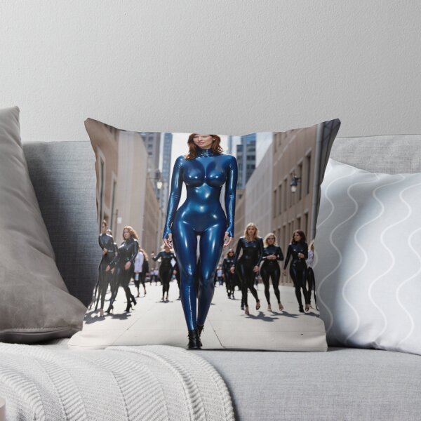 Item preview, Desfile de poder futurista en traje de látex azul designed and sold by Magic-Reality.