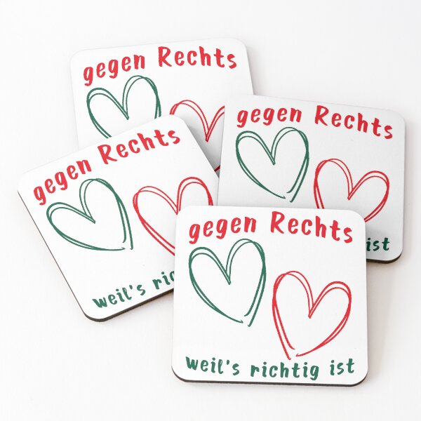 Item preview, Two Hearts Against the Right – political statement for tolerance and diversity designed and sold by VariousGoodies.