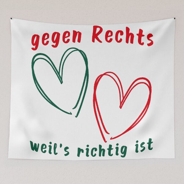 Item preview, Two Hearts Against the Right – political statement for tolerance and diversity designed and sold by VariousGoodies.
