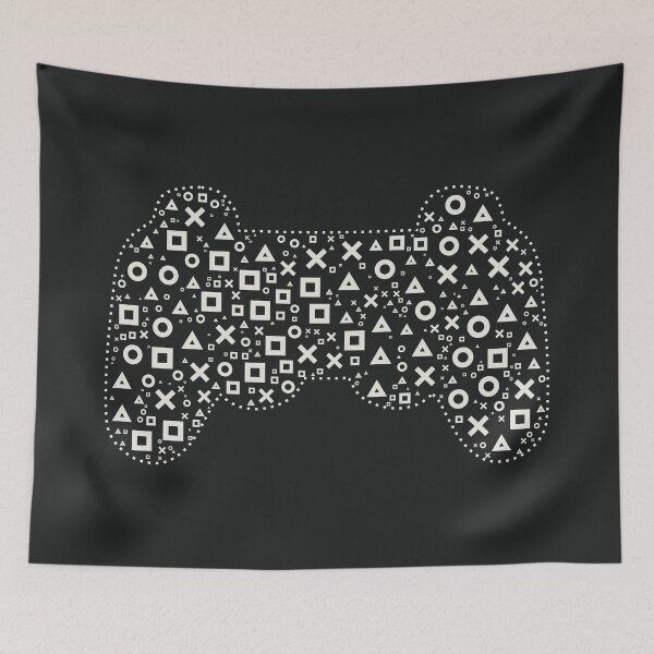 Aperçu de l'œuvre Motif des boutons de la manette de jeu : beige sur fond noir créée et vendue par Love, Amy....