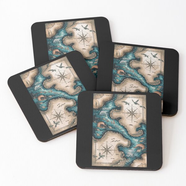 Item preview, Mythical Ocean Map with Dragons designed and sold by Shop9999.