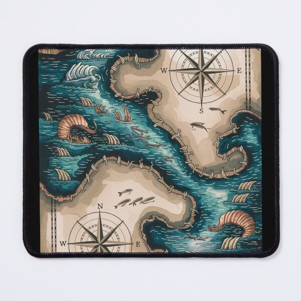 Item preview, Mythical Ocean Map with Dragons designed and sold by Shop9999.
