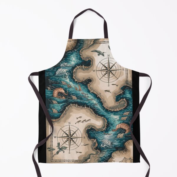 Item preview, Mythical Ocean Map with Dragons designed and sold by Shop9999.