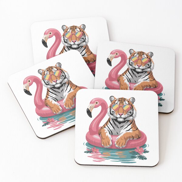 Item preview, Chillin, Tiger in Flamingo Float – Summer Vibes  designed and sold by dijjaboutique.