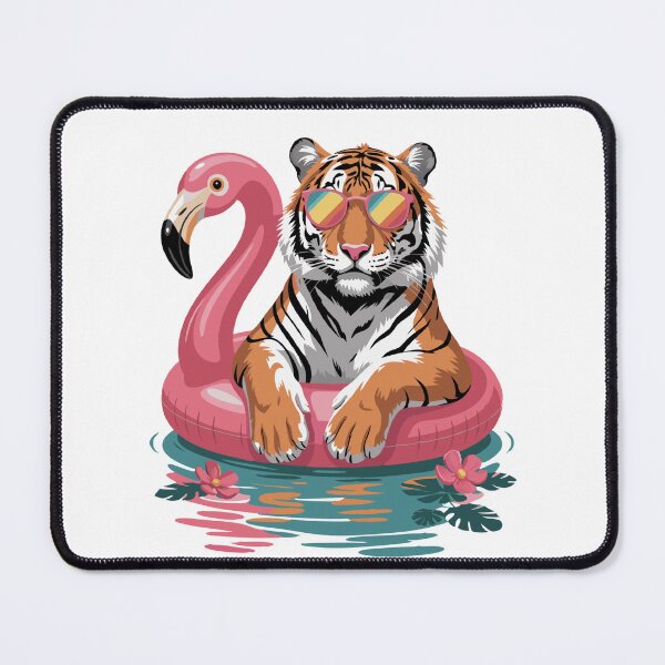 Item preview, Chillin, Tiger in Flamingo Float – Summer Vibes  designed and sold by dijjaboutique.