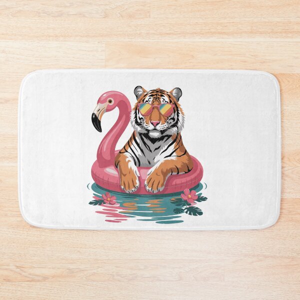 Item preview, Chillin, Tiger in Flamingo Float – Summer Vibes  designed and sold by dijjaboutique.