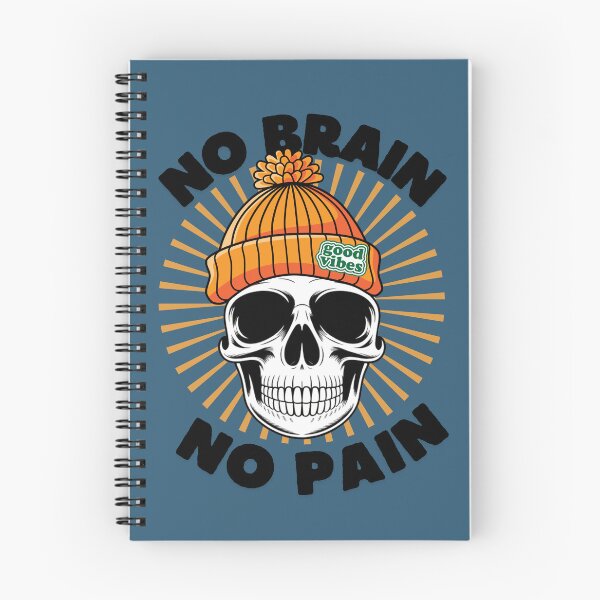 Item preview, Skull with a Beanie - "No Brain No Pain" designed and sold by Fuel-Shirts.