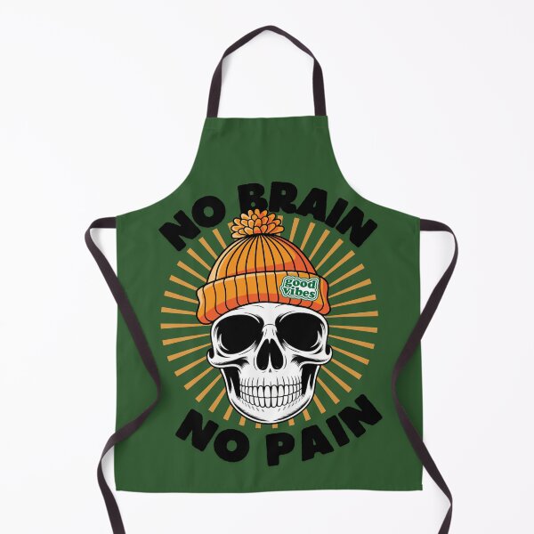 Item preview, Skull with a Beanie - "No Brain No Pain" designed and sold by Fuel-Shirts.
