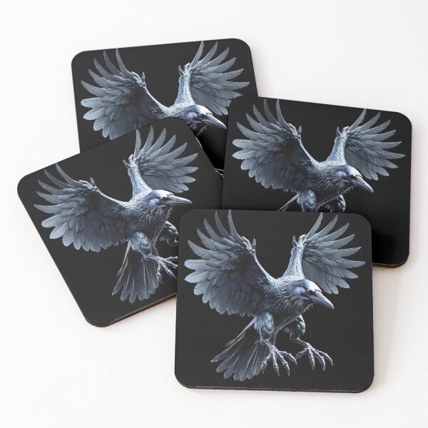 Item preview, Dark Crow Landing Illustration | Gothic Raven Artwork | Fantasy Bird Design designed and sold by Teeziyo.