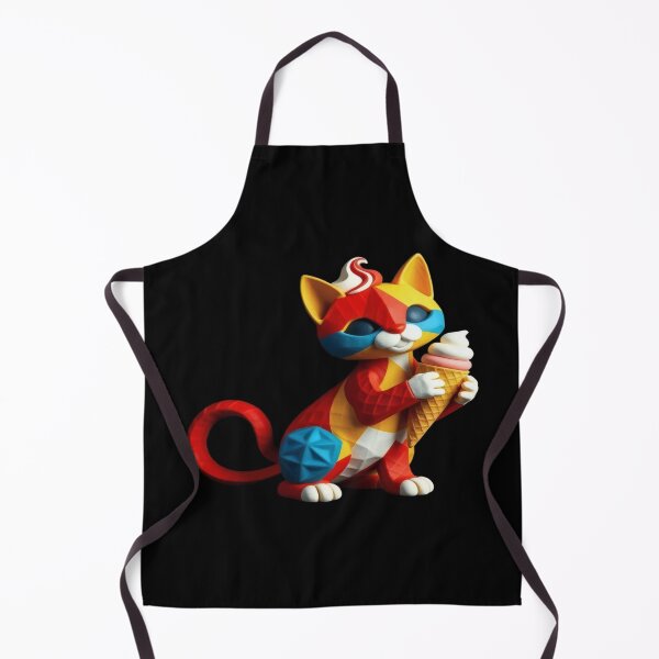 Item preview, Colorful Waffle Kitten Holding Ice Cream - Geometric Fantasy Sculpture. designed and sold by Ralek.