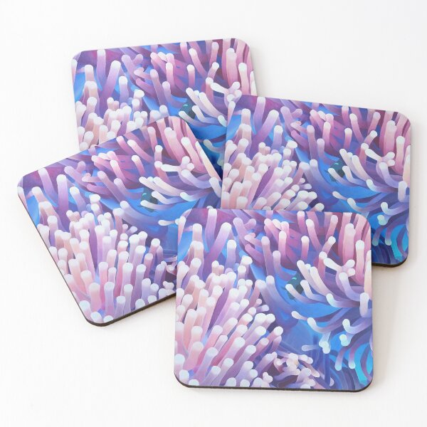 Item preview, Purple and Blue Anemones with Fish - Colorful Underwater Illustration designed and sold by Ambiance Sauvage.