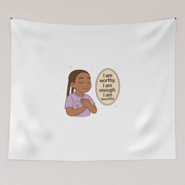 Item preview, Empowering Affirmation Shirt for Black Kids – I Am Worthy, Enough, Beautiful" designed and sold by Admoore7.