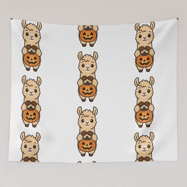 Item preview, Cute Cartoon Llama Holding a Halloween Lantern designed and sold by Confuzz1ed.