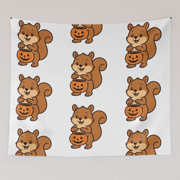 Item preview, Cute Cartoon Squirrel Carrying a Pumpkin Candy Bucket designed and sold by Confuzz1ed.
