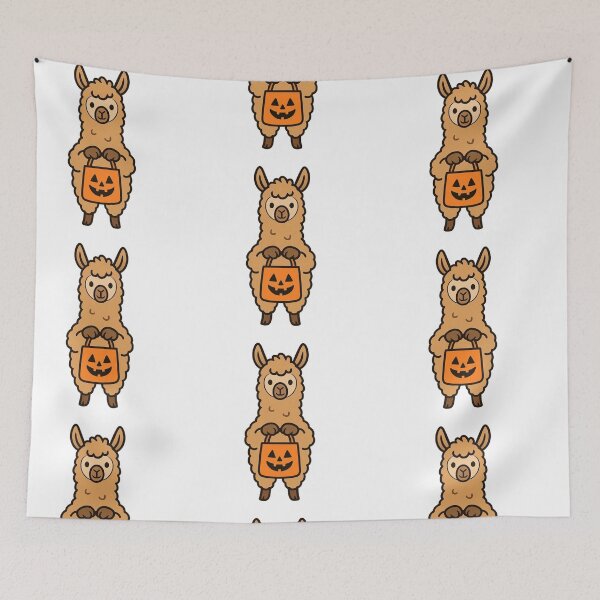 Item preview, Cute Cartoon Llama Collecting Halloween Sweets designed and sold by Confuzz1ed.