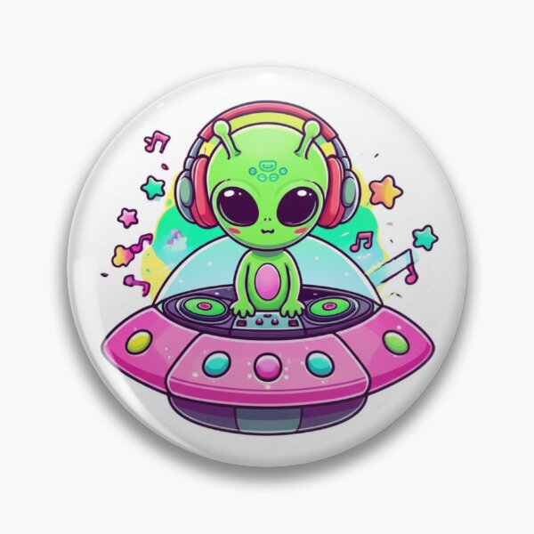 Item preview, Cute Alien DJ in Colorful UFO designed and sold by PrintBreeze.