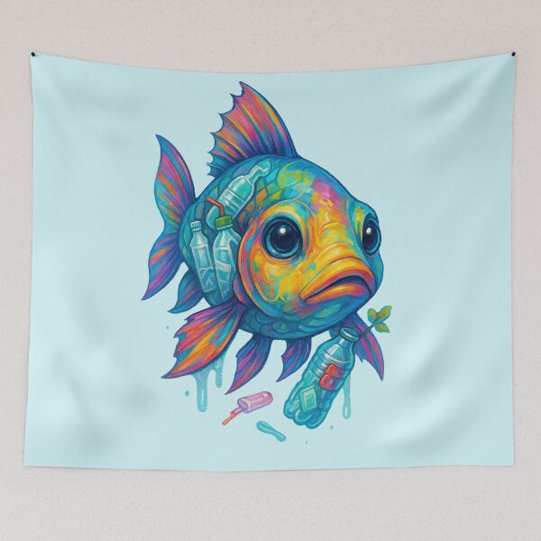 Item preview, Fish & Bottles – Ocean Plastic Pollution Awareness Art designed and sold by AddictiveDesign.