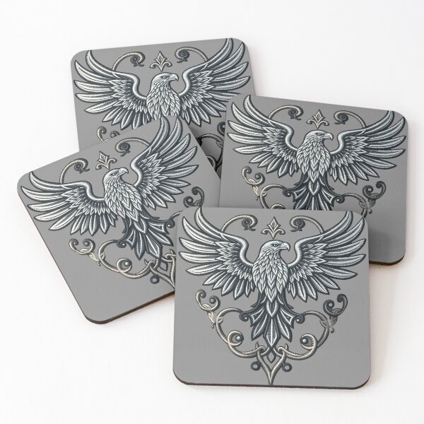 Item preview, Silver Eagle with Ornate Frame, Heraldic Design for Apparel and Accessories designed and sold by TheGaliyaStudio.