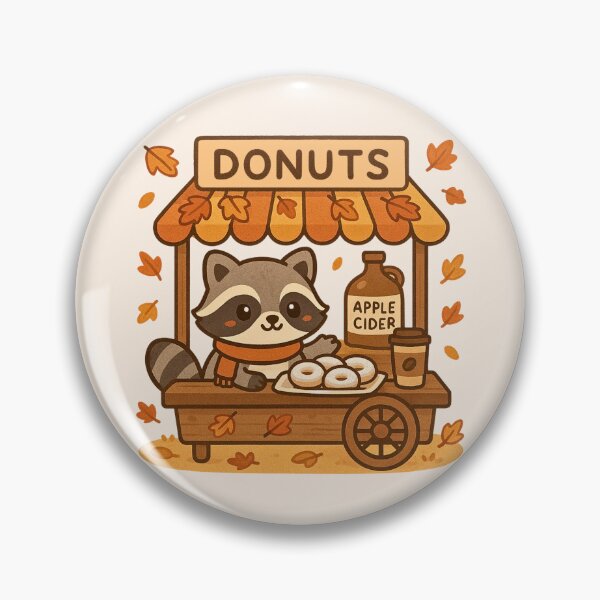 Item preview, Kawaii Raccoon Apple Cider Donut Cart – Cute Autumn Fall Donuts & Coffee designed and sold by Queen Kaffeine.