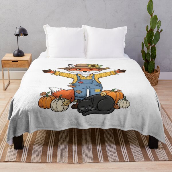 Item preview, Scarecrow Fox and Black Cat: Spooky-Cute Autumn Design designed and sold by Claustronautas.