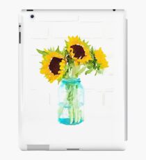 Sunflowers in a Vintage Blue Mason Jar iPad Case/Skin