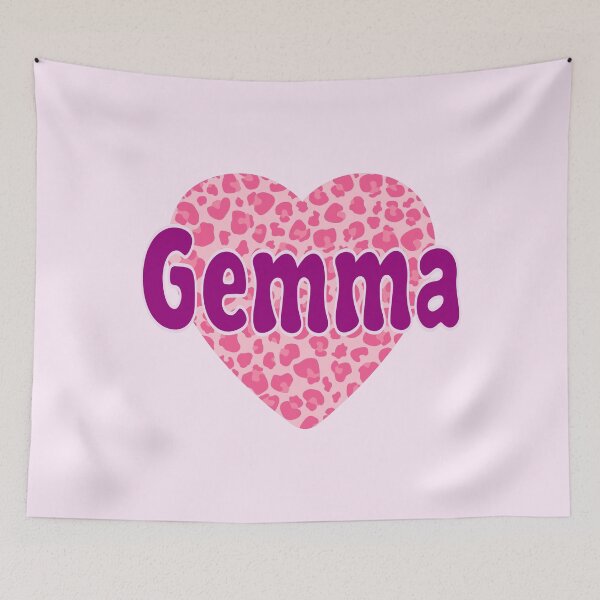 Item preview, Gemma Name Pink Leopard Heart  designed and sold by Jeallan Designs.
