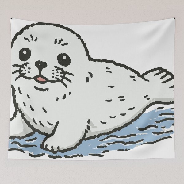 Item preview, Adorable Smiling Seal Pup Drawing designed and sold by AGraphic11.