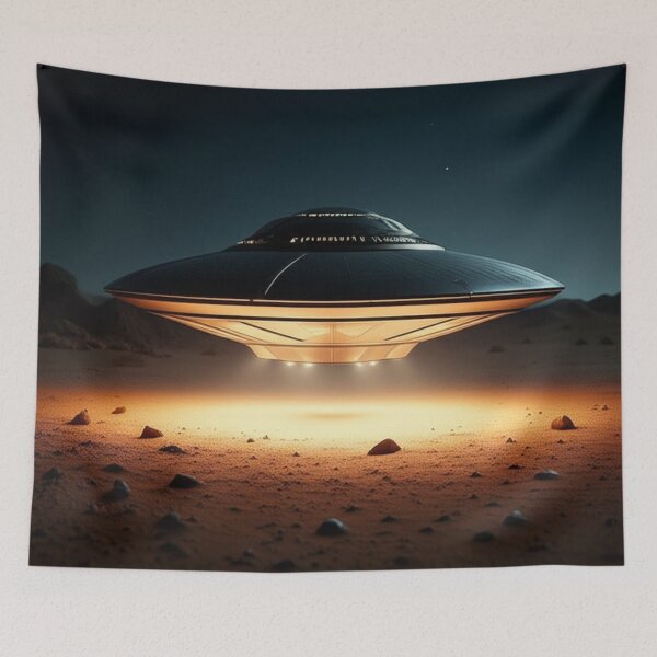 Item preview, Futuristic UFO Glowing in Night Sky designed and sold by PrintBreeze.