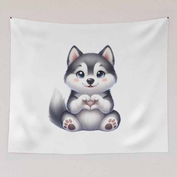 Item preview, Dogs Giving Heart Hand Sign- Siberian Husky designed and sold by Eiwaprints.