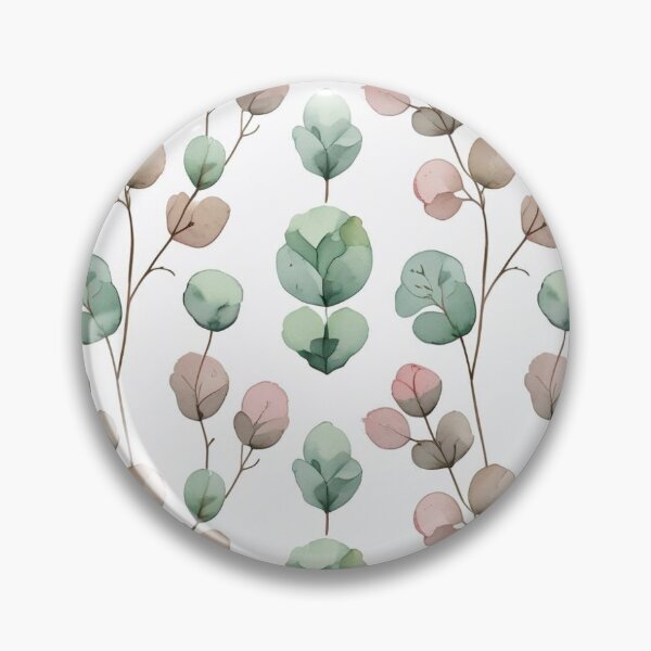 Item preview, Eucalyptus Leaves on White – Green, Brown and Pink Watercolor Botanical Print designed and sold by carysdesignshop.